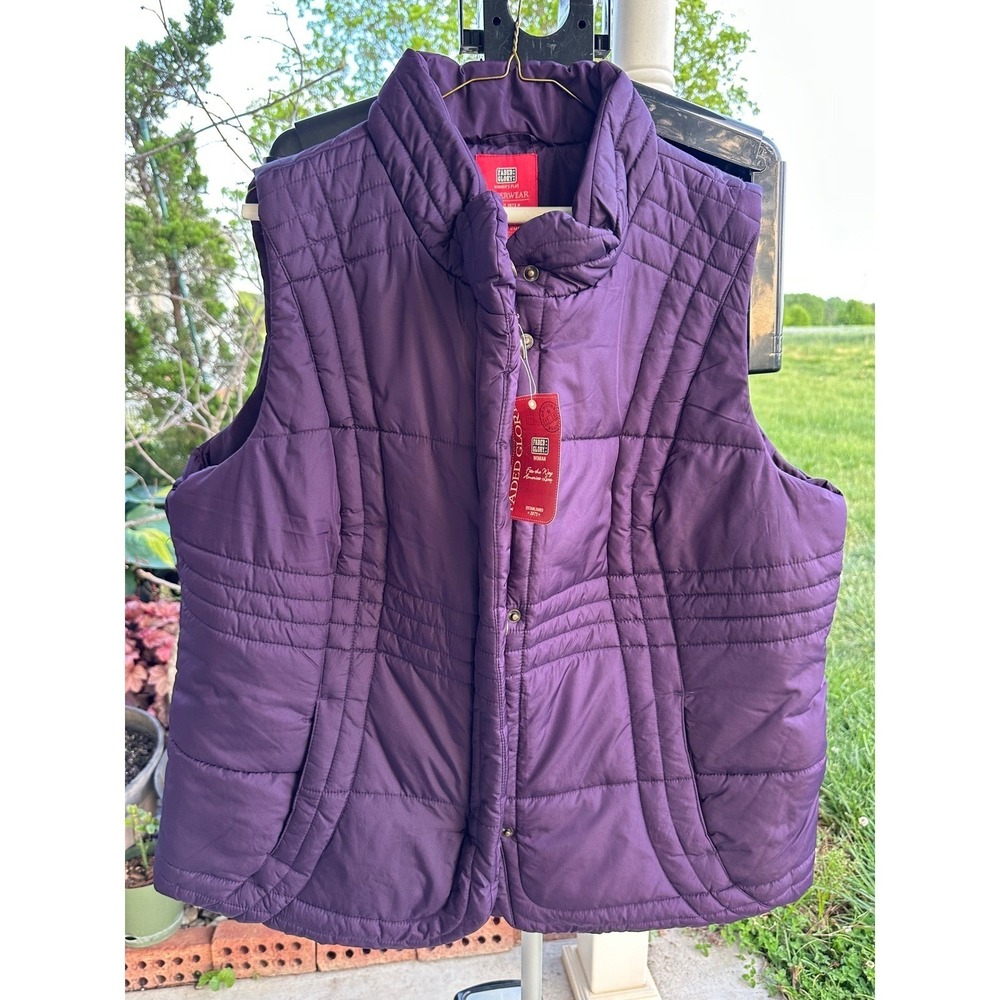 Faded Glory Women Plus 2X Purple Quilted Puffer Vest Full Zip Snap Front NWT